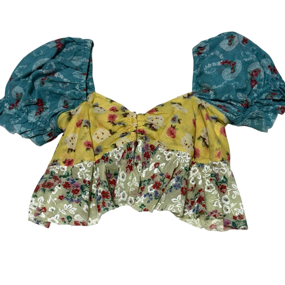 Love shack fancy soleil floral sleeve crop top size Medium - Picture 4 of 7